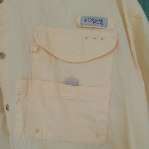 Men's Columbia Performance Fishing Gear Butter Yellow Vented Shirt Size XL PFG - Picture 3 of 8